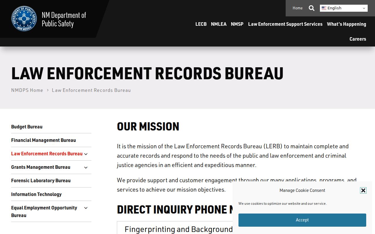 Doña Ana County criminal history repository page