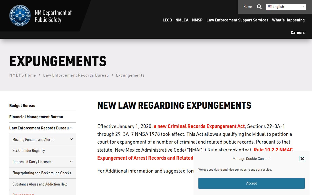 Doña Ana County criminal record expungement guidance