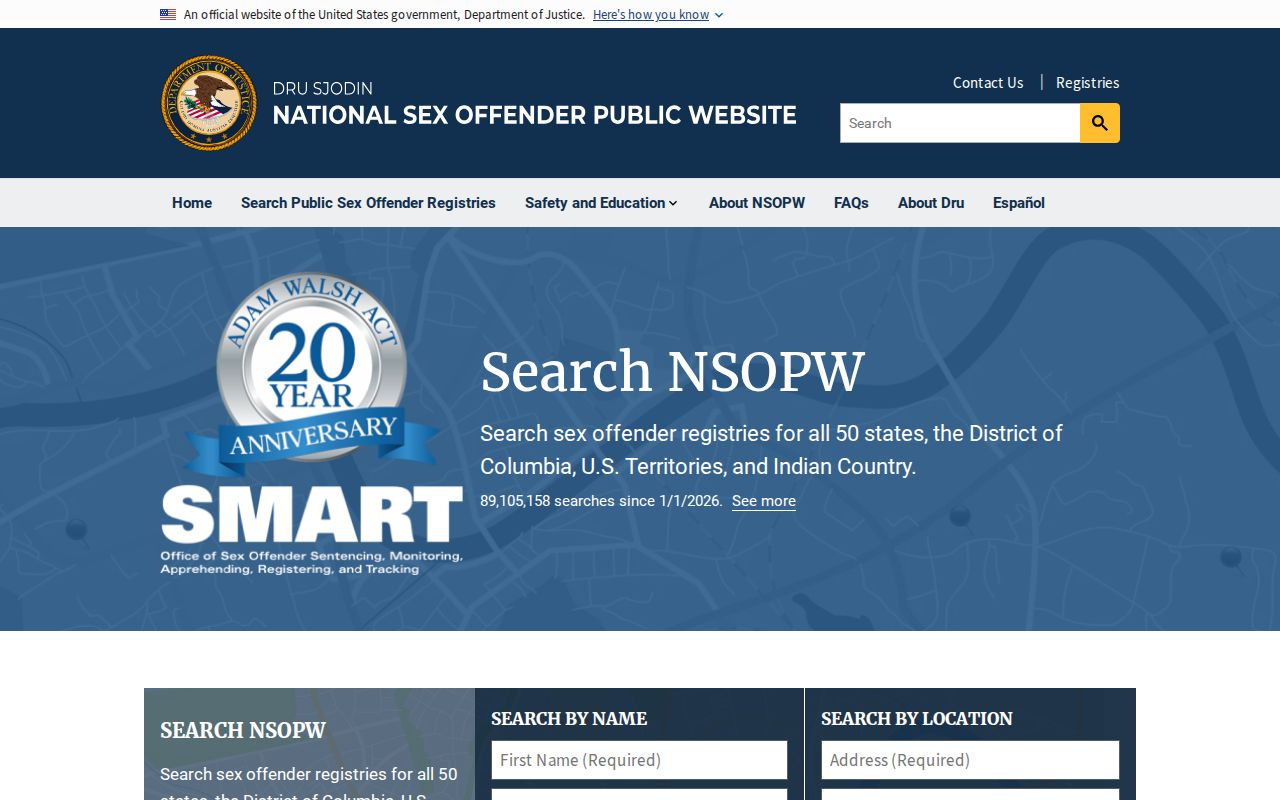 National registry search supporting Doña Ana County sex offender checks